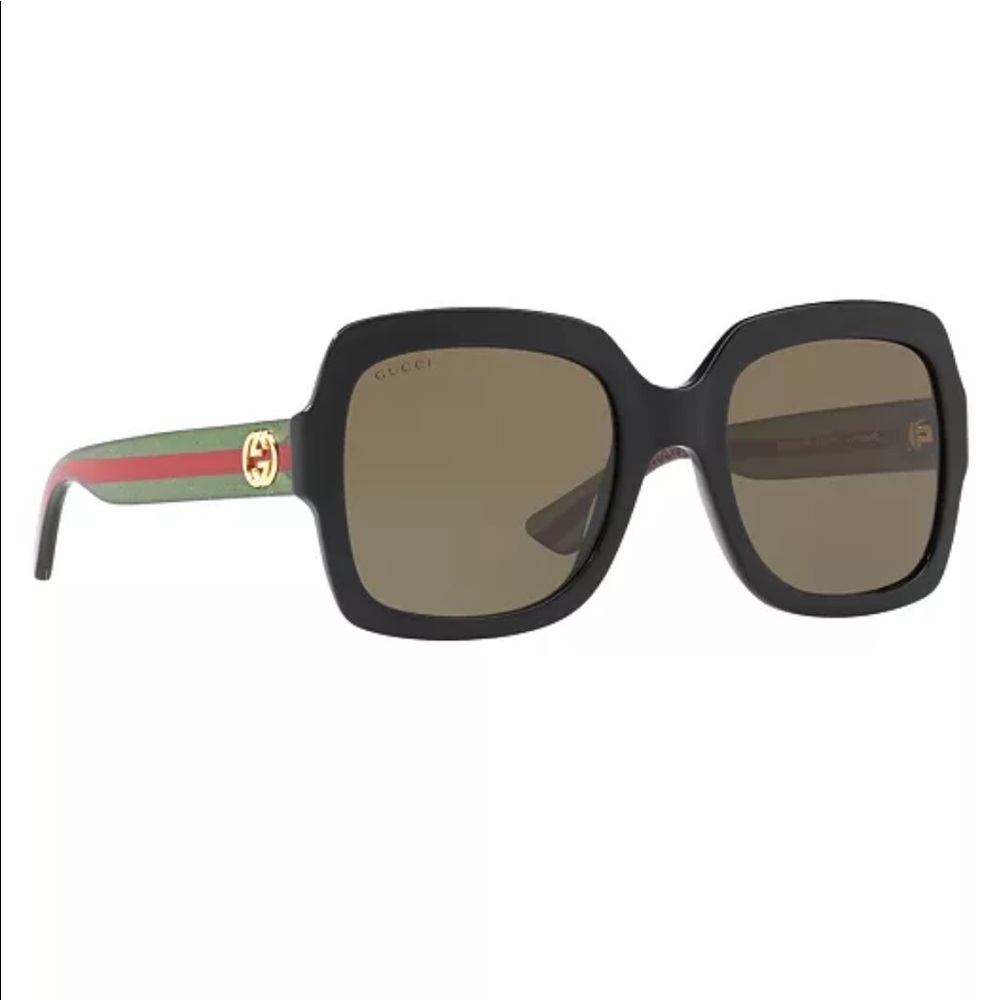 Gucci Square Sparkle Sunglasses with Stripe